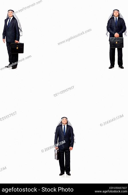 Arab businessman with briefcase isolated on white