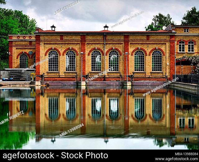 Germany, Augsburg, historical hydroelectric power station in the Wolfzahnau
