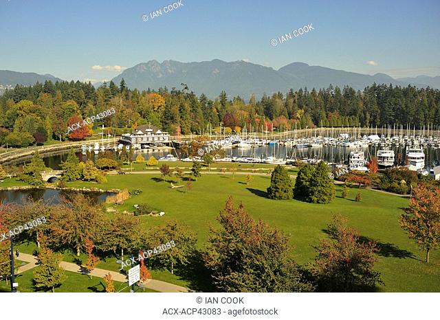 Devonian Harbour Park, Vancouver Rowing Club, Stanley Park and North Shore Mountains, Vancouver, British Columbia, Canada