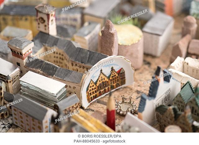 An individual design of the Roemerberg can be seen in the new model of the city of Frankfurt, Germany, 13 February 2017. The 70 squaremetres large model of the...