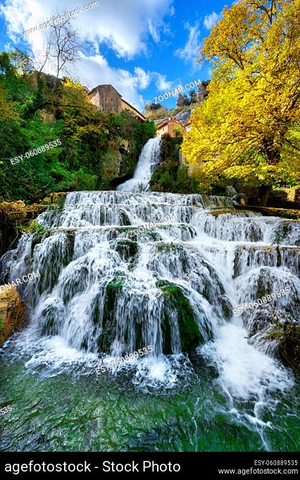 Orbaneja del Castillo waterfall in Burgos, Castilla y Leon, Spain. High quality photo