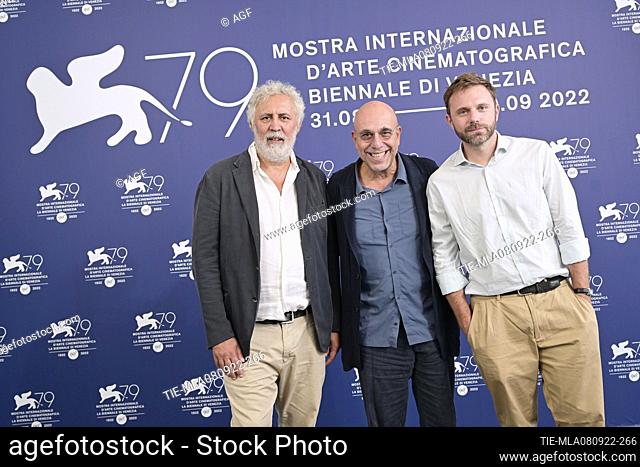 Paolo Virzi’ , Paolo Giordano, Francesco Piccolo attends the photocall for ""Siccita'"" at the 79th Venice International Film Festival on September 08