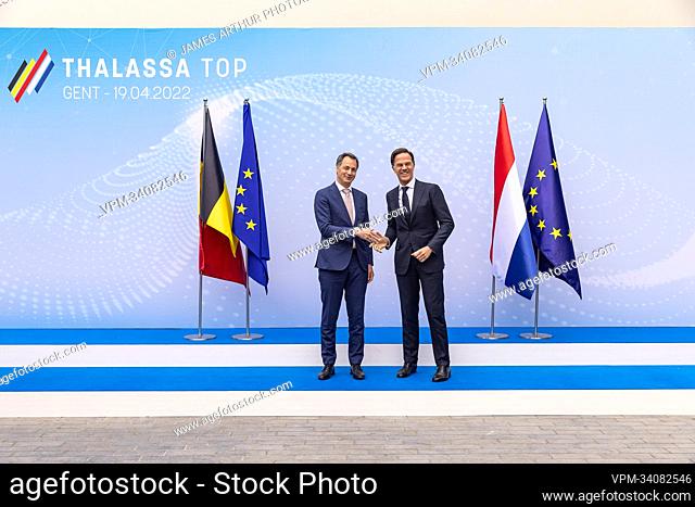 Prime Minister Alexander De Croo and Prime Minister of the Netherlands Mark Rutte pictured during a bilateral meeting between the Belgian and Dutch Prime...