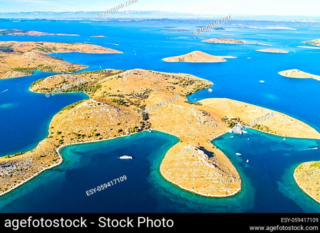 Kornati. Aerial view of famous Adriatic sea sailing destination, Kornati archipelago national park. Dalmatia region of Croatia
