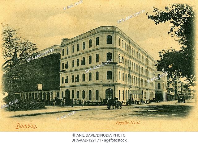 Postcard of Apollo Hotel now Metro building ; Colaba ; Bombay Mumbai ; Maharashtra ; India
