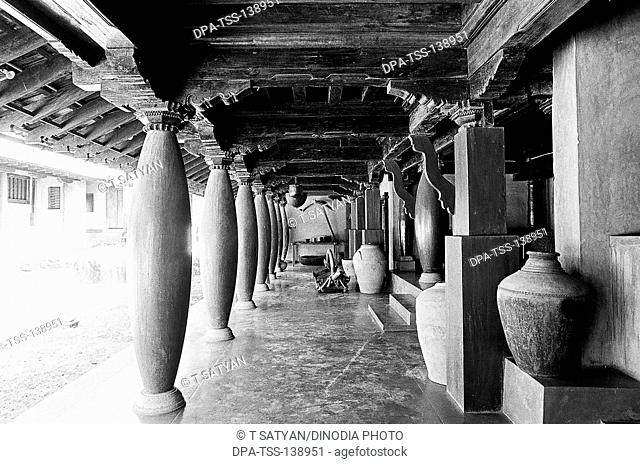 Front verandah of harakur olaginamane 400-year old structure heritage village in Manipal Karnaaka's Dakshina Kannada district ; India