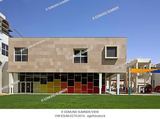 Exterior view of gym. Victory Heights Primary school, Dubai, United Arab Emirates. Architect: R+D Studio , 2016