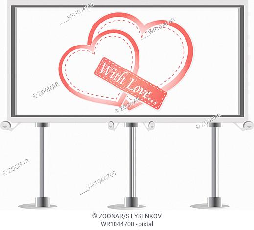Outdoor billboard with pair of love heart sign