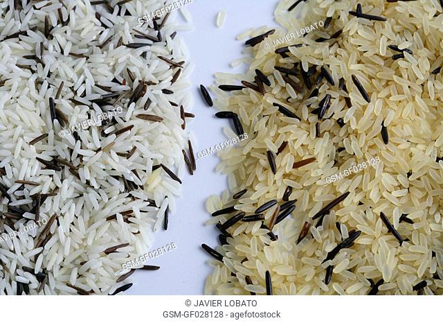 Basmati rice and wild rice mixed and mix of wild rice and parboiled rice