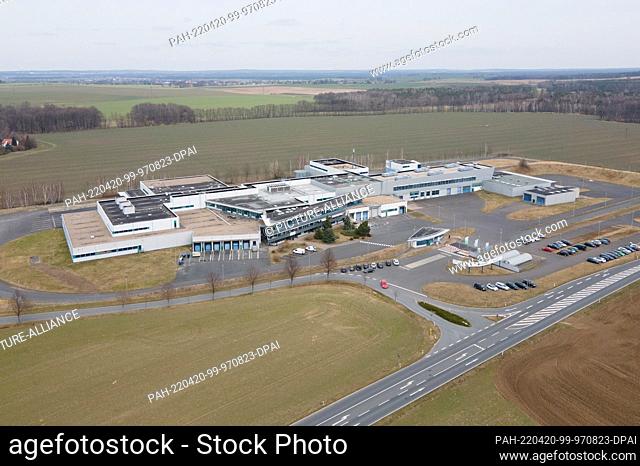 PRODUCTION - 15 March 2022, Saxony, Ebersbach: The company premises of the pharmaceutical company Demecan (aerial view with a drone)