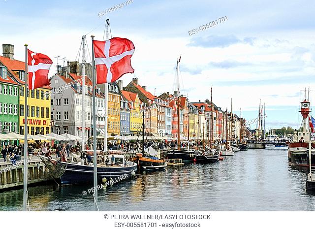 Nyhavn, bar district on the port canal, Copenhagen, Denmark, Europe