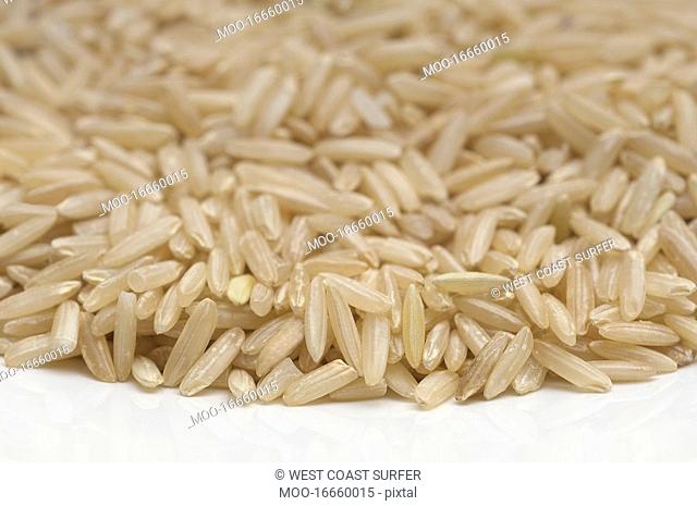 Brown rice on plate close-up