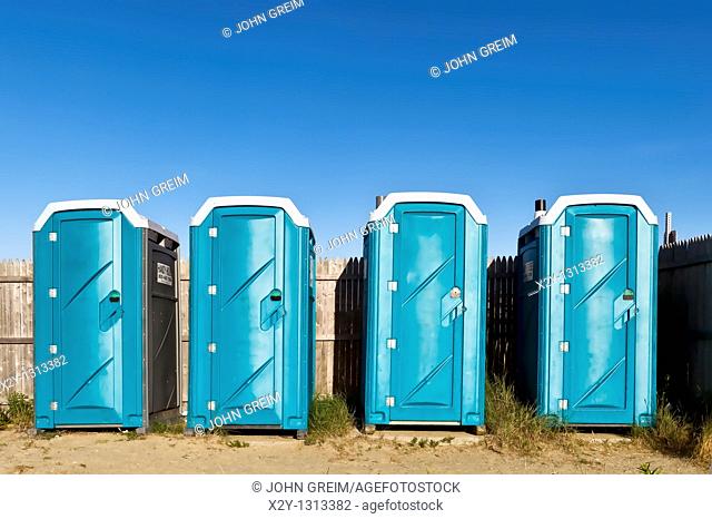 Portable toilets at the beach