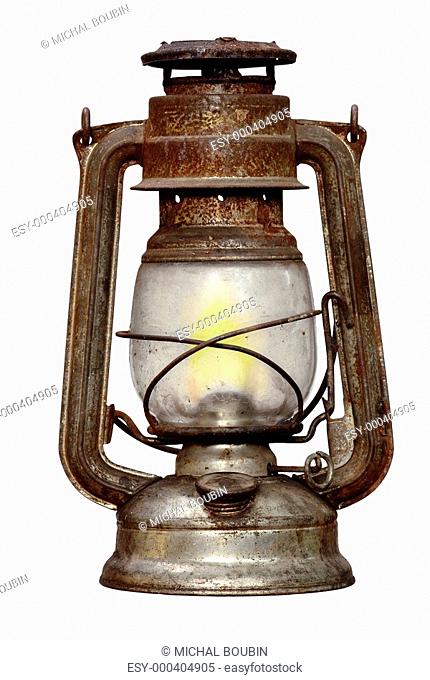 rusty kerosene lamp
