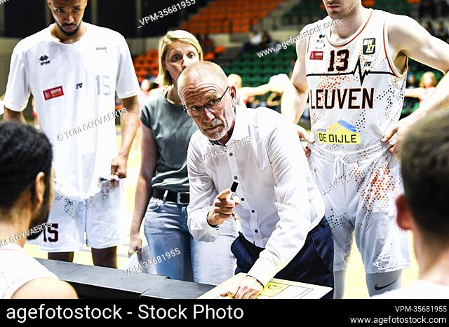 Leuven's head coach Eddy Casteels pictured during a basketball match between Leuven Bears (Belgium) and Zorg en Zekerheid Leiden (Netherlands)
