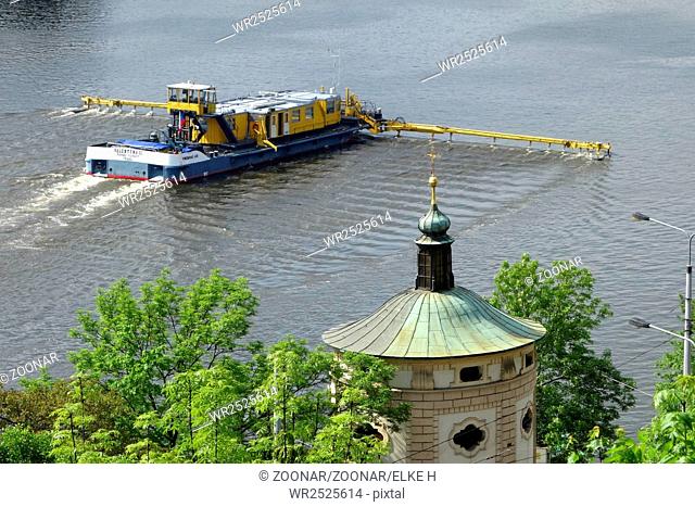 Research vessel Valentýna II on the Vltava River