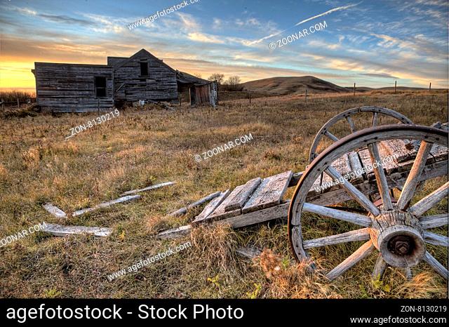 Ghost Town Galilee Saskatchewan cart wheel abandoned