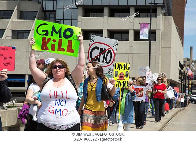 Grand Rapids, Michigan - Hundreds of people rallied against Monsanto and other companies that produce genetically-modified food