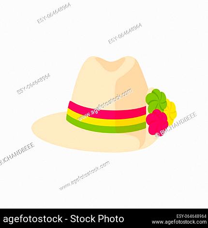 Barranquilla carnival holiday hat with flowers color icon. Vector Garabato hat decorated with ribbons and cayenne flowers