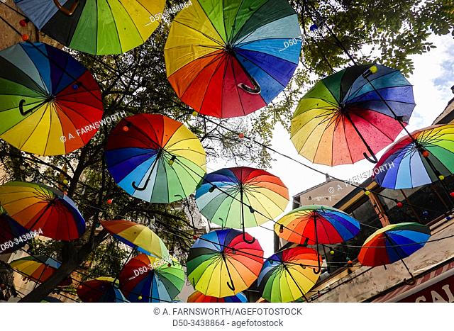 Istanbul, Turkey Coloured umbrellas in the Galata neighbourhood