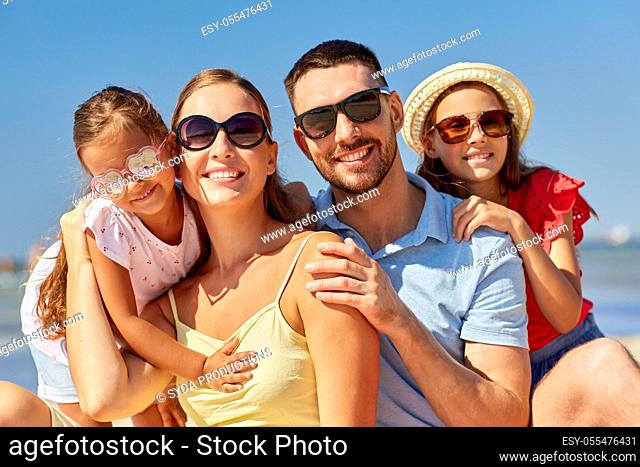 happy family on summer beach