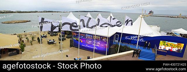 Cannes, France - October 18, 2023: MIPCOM with Fremantle Stand / The World Greatest Gathering of TV & Entertainment Executives at the Palais des Festivals