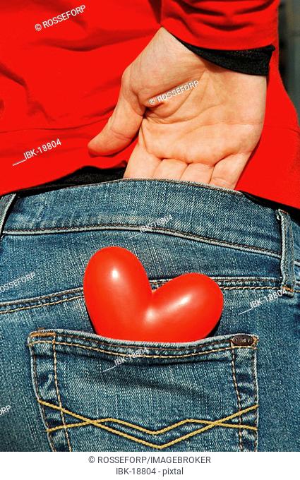 Heart in the jean`s pocket