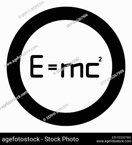E=mc squared Energy formula physical law E=mc sign e equal mc 2 Education concept Theory of relativity icon in circle round black color vector illustration flat...