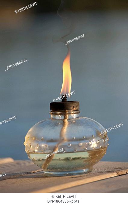 Oil candle burning
