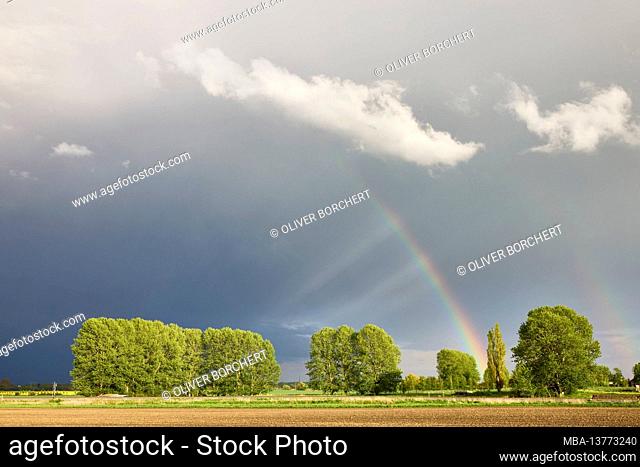 Germany, Mecklenburg-Western Pomerania, landscape, rainbow