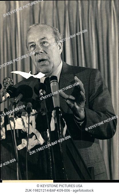 Dec. 14, 1982 - Mr George Schultz, US Secretary of State (Credit Image: © Keystone Press Agency/Keystone USA via ZUMAPRESS.com)