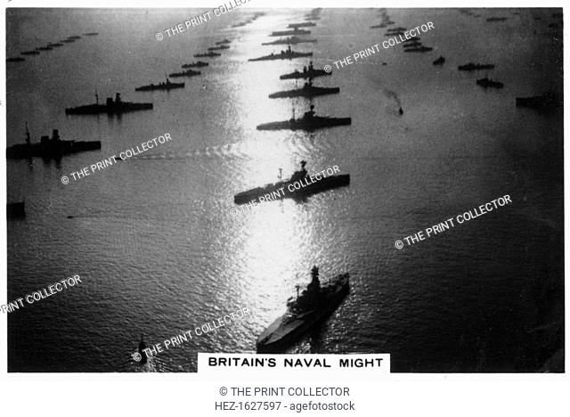 The British fleet at King George V's jubilee review, Spithead, July 1935, (1937). Cigarette card from The Navy series, produced by Senior Service Cigarettes