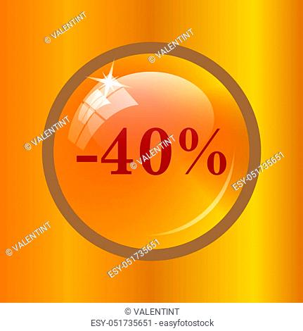 40 percent discount icon. Internet button on colored background