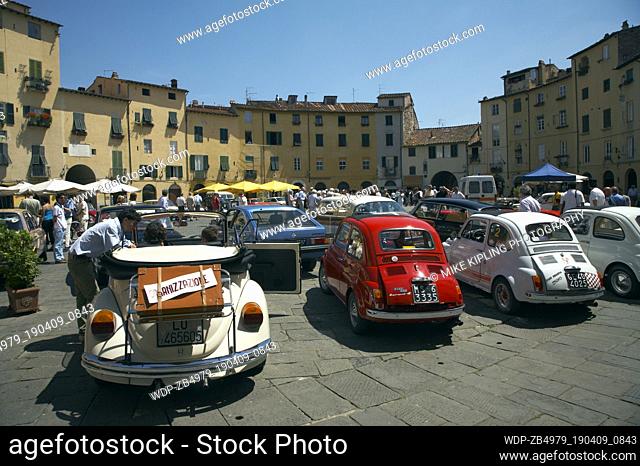 Vintage Vehicle Rally Piazzo Amfiteatro Romano Lucca Tuscany Italy