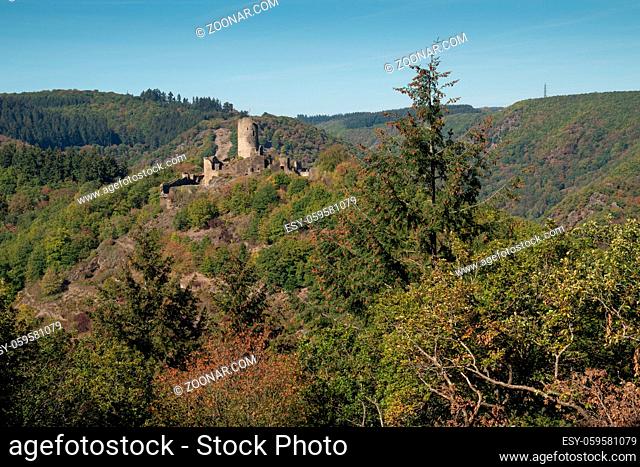 Ruin of Winneburg Castle close to Cochem, Moselle River, Germany, Europe