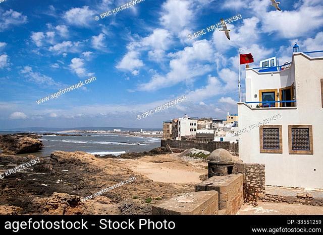 A view to the Atlantic Ocean on the shores of Essaouira - Morocco's fishing city; Essaouira, Morocco