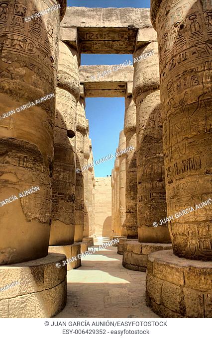Going all over the hypostyle hall of Karnak Temple, Thebes
