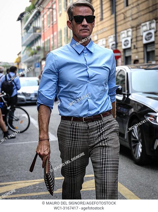 MILAN, Italy- September 19 2018: Alexander Werz on the street during the Milan Fashion Week