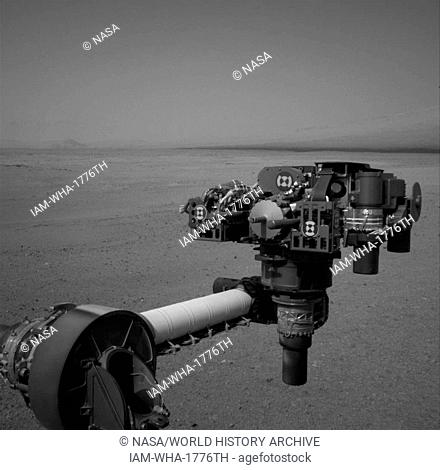 This full-resolution image from NASA's Curiosity shows the turret of tools at the end of the rover's extended robotic arm