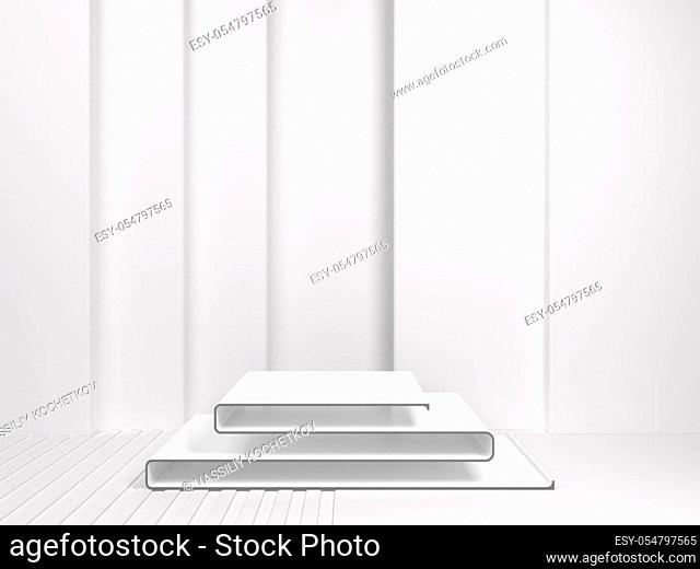 3d rendered abstract podium background - Abstract, 3d rendered white background with glass podium