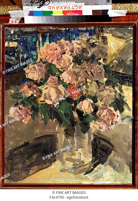 Roses. Korovin, Konstantin Alexeyevich (1861-1939). Oil on canvas. Russian Painting, End of 19th - Early 20th cen. . 1910. State B