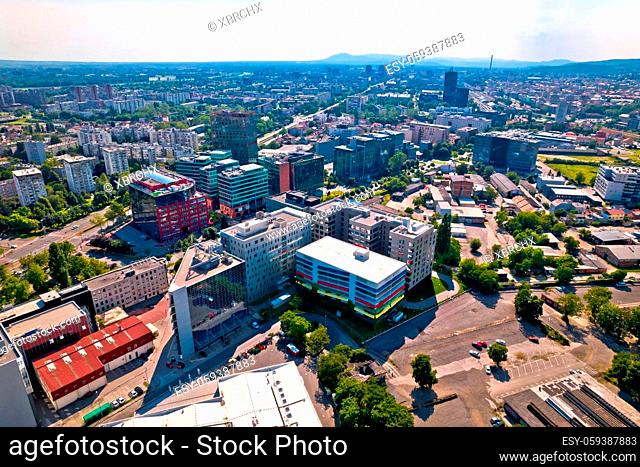 City of Zagreb Radnicka business district aerial view, capital of Croatia