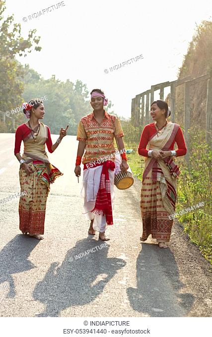 Bihu dancers walking together