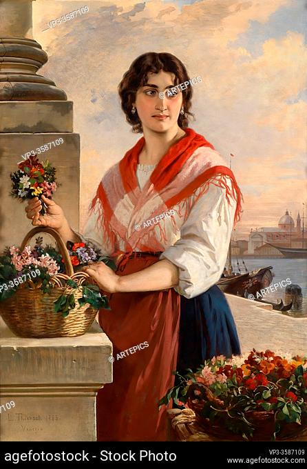 Thiersch Ludwig - Venetian Flower Seller - German School - 19th Century