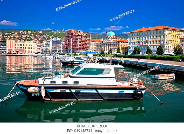 City of Trieste waterfront and harbor view, Friuli Venezia Giulia region of Italy