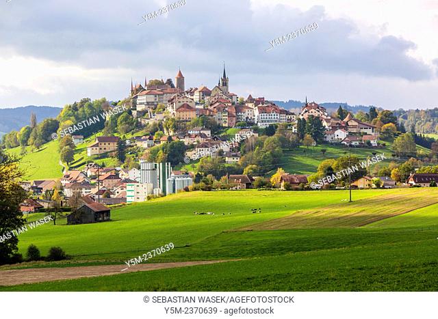 A view towards Romont, Canton de Fribourg, Switzerland