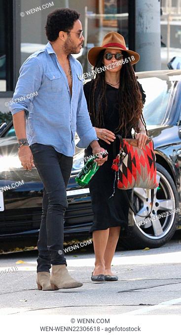 Lenny Kravitz and his ex-wife Lisa Bonet go for lunch together at Gracia Madre Restaurant in Beverly Hills Featuring: Lenny Kravitz