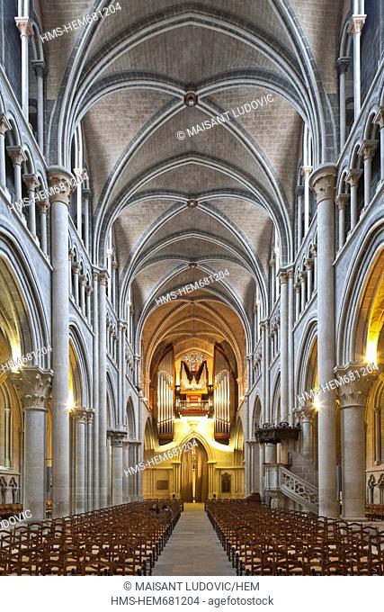 Switzerland, Canton of Vaud, Lausanne, Protestant gothic cathedral Notre Dame of Tyle built from 12th to 13th century AD and restaured during the 19th century...