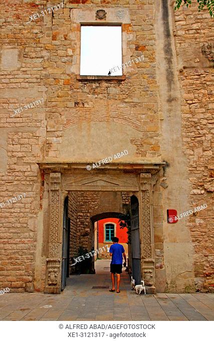 access door, civic center, Convent de Sant Agusti Vell, Barcelona, Catalonia, Spain