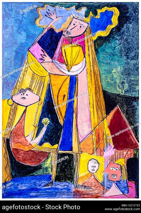 Painting by Pia Bühler, etching, acrylic Jesus is the way to salvation, says the Bible. Therapies, feelings and the culture of self-help is the salvation of the...